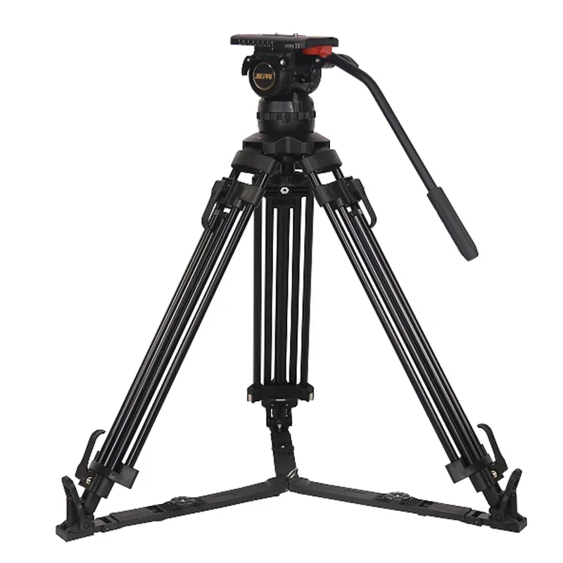 Factory Jiepai V20 Professional Broadcast Heavy Duty Video Camera Aluminum Tripod With 100mm Bowl Fluid Head