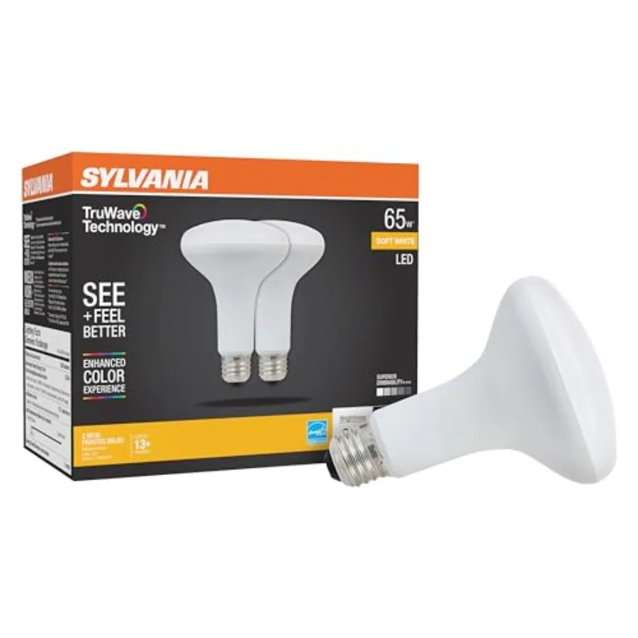 Sylvania LED TruWave Natural Series BR30 Light Bulb, 65W Equivalent Efficient 7W, Medium Base, Dimmable, 650 Lumens,,2700K, - 4
