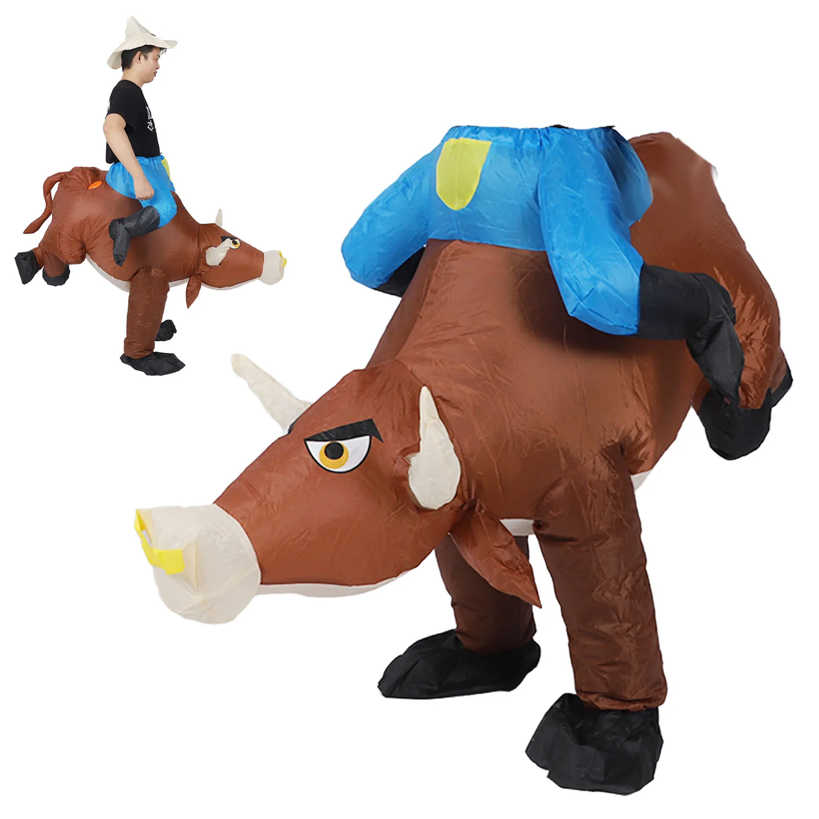 

Надувной костюм быка для взрослых, забавный надувной костюм быка с воздуходувкой для Хэллоуина, косплей, вечерние наряды, игрушка