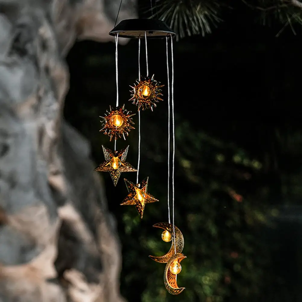 Solar Moon Wind Chime Light - LED Hollow Outdoor Decoration with Melodic Chimes, Waterproof Garden & Camping Lantern Yard Decor