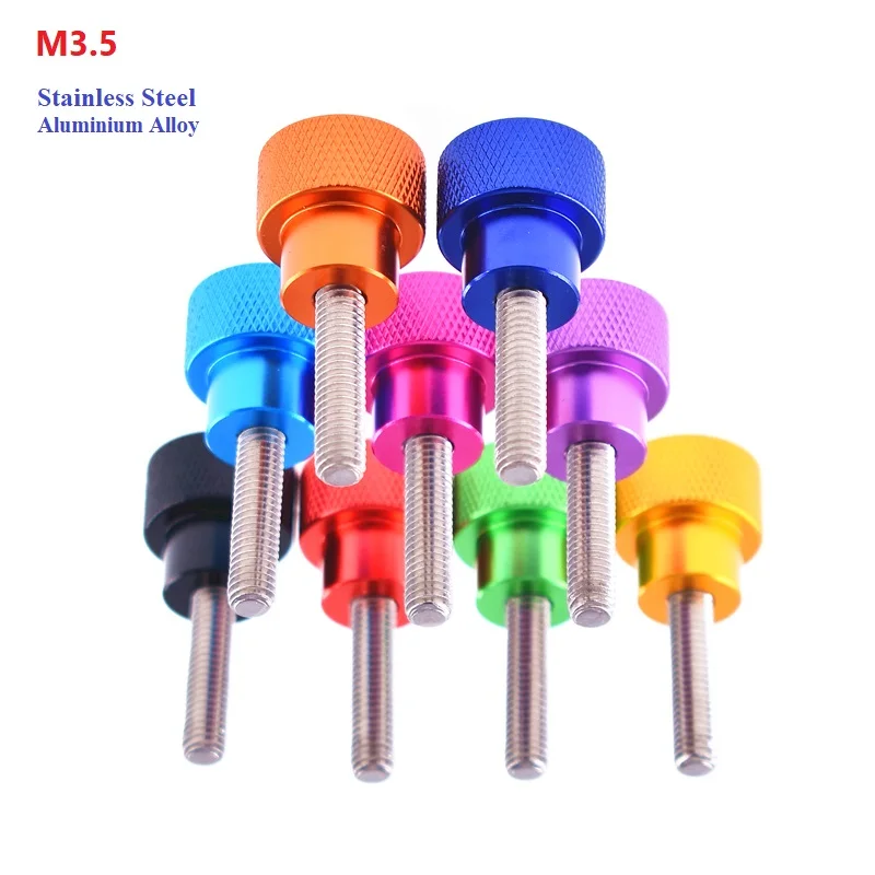 Stainless Steel M3.5 Knurled Thumb Screw Hand Grip Aluminium Alloy 10 Colors Knob Step Screws Bolt Multiple Colors