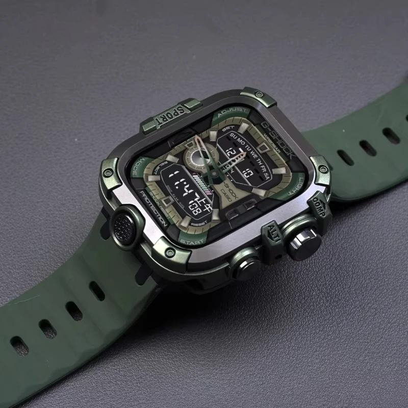 حافظة من سبائك الألومنيوم لسلسلة ساعات أبل 9 8 7 45 مللي متر فيلم شاشة ممتص للصدمات معدني + إطار لساعة iWatch 654SE 44 مللي متر غطاء حماية كامل