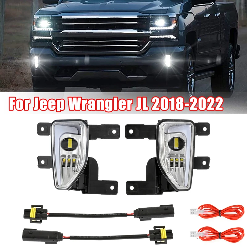 12V LED Fog Lights IP67 Waterproof for Chevrolet Silverado 1500 2016-2018 45W 6500K Front Bumper Driving Fog Lamp Black Chrome