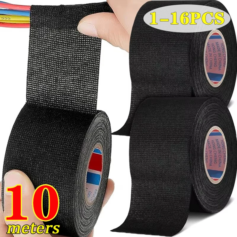1-16PCS Automotive Wiring Harness Tape Electrical Heat-resistant Insulation Tape Automotive Electrical Line Fixing 50/15/9 Width