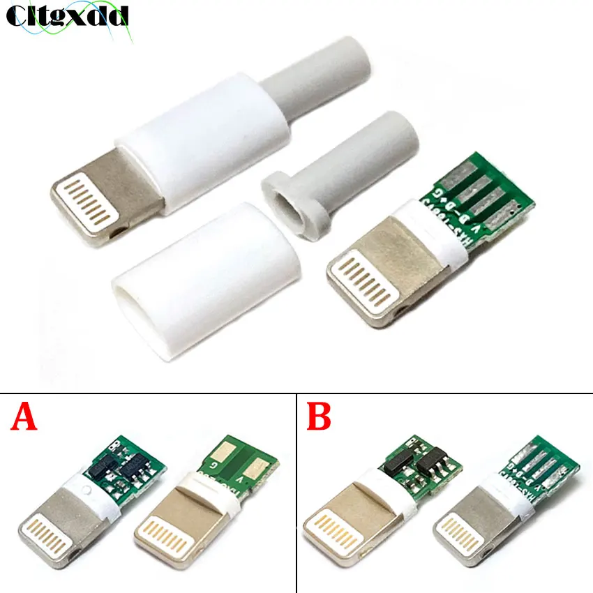 1Set Lightning Dock USB Male Plug With Chip Board Connector Fast Charging Port W/ Shell Soldering Line DIY Data Cable For Iphone