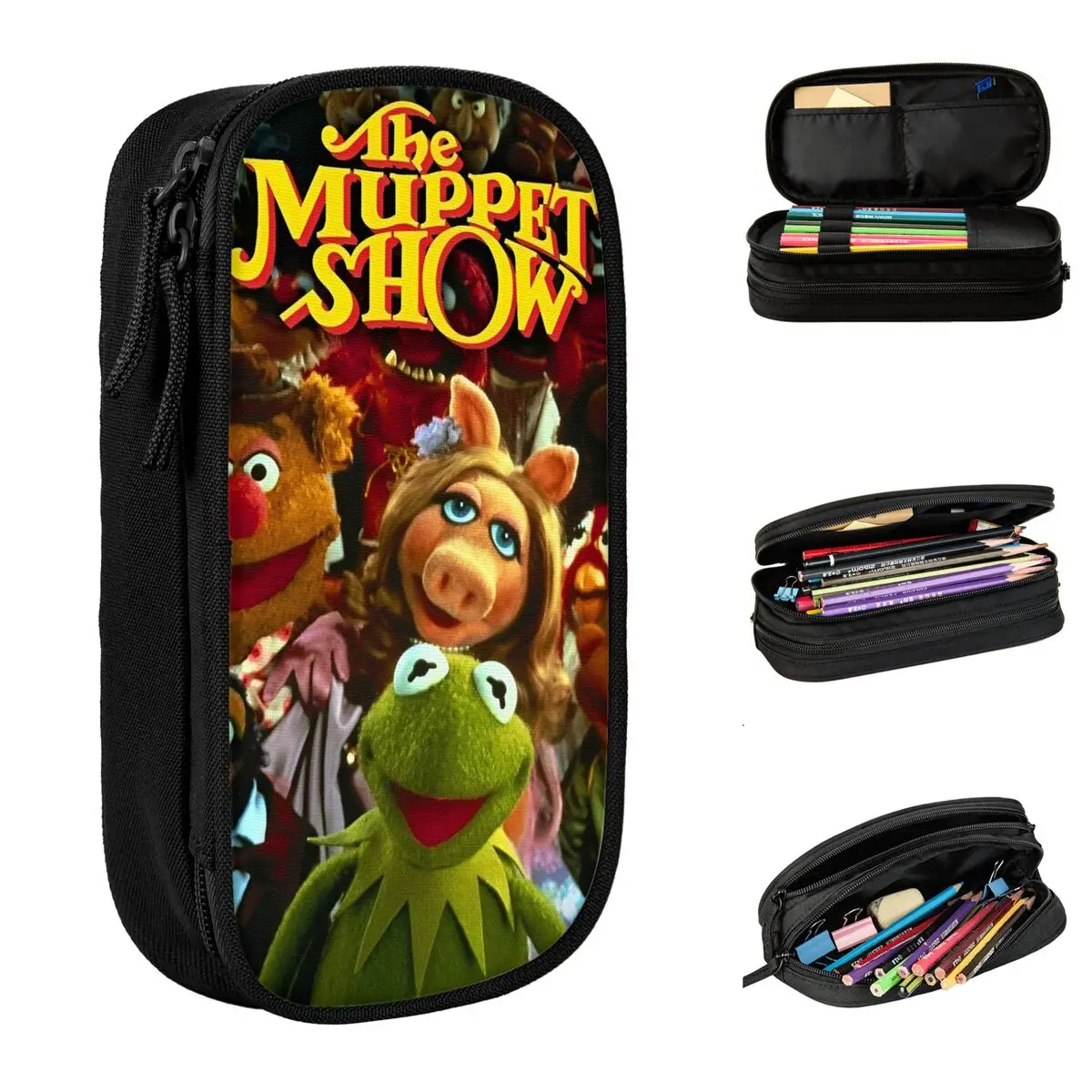 Cute The Muppet Show Kermit The Frog Pencil Case Movie TV show Pencilcases Pen Student Big Capacity Bag Office Gifts Stationery