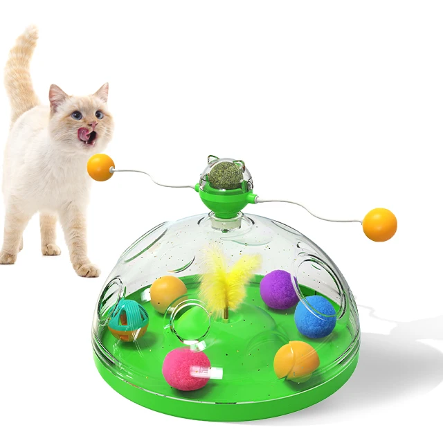 

Wholesale Multi-Function Interactive Cat Dog Toy Easy Installation Sustainable Pet Material Includes Track Ball Catnip Feather