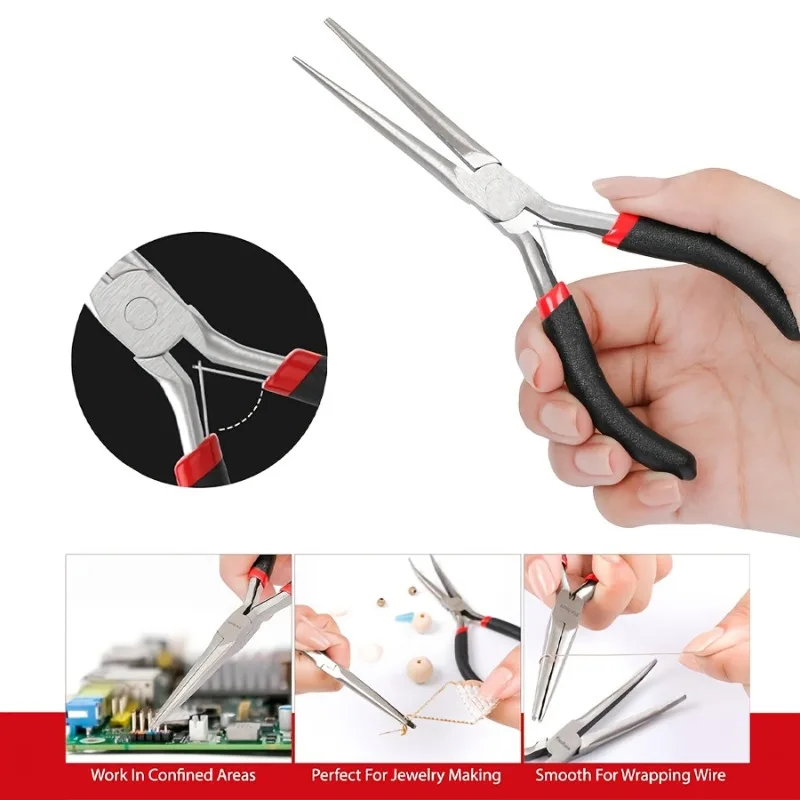 Multi functional mini pointed nose pliers, small long pliers, rust proof and anti slip, suitable for jewelry and home appliances