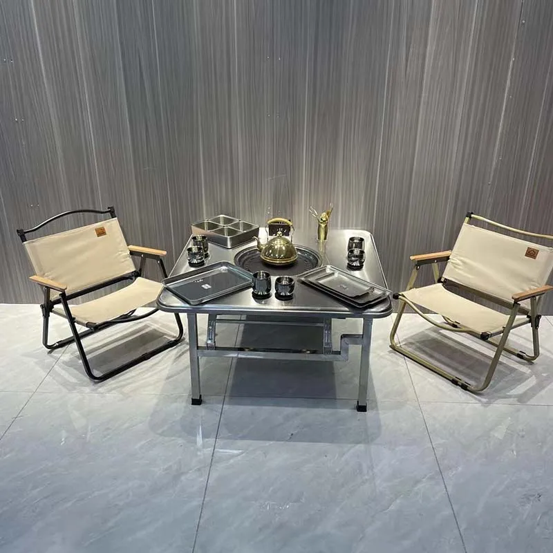 

Popular Stainless Steel Dining Table for Outdoor Camping for Storage Folding Barbecuing Hot Pot New Product