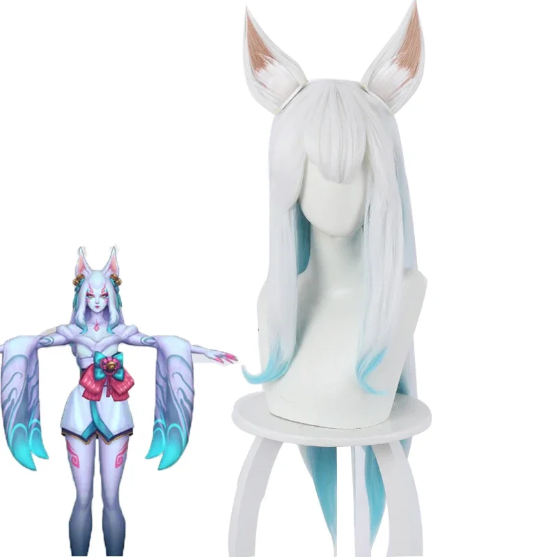 

70cm Game League Of Legends Cosplay Wigs Ahri Spirit Blossom Women Purple/White Heat Resistant Synthetic Long Hair Wig