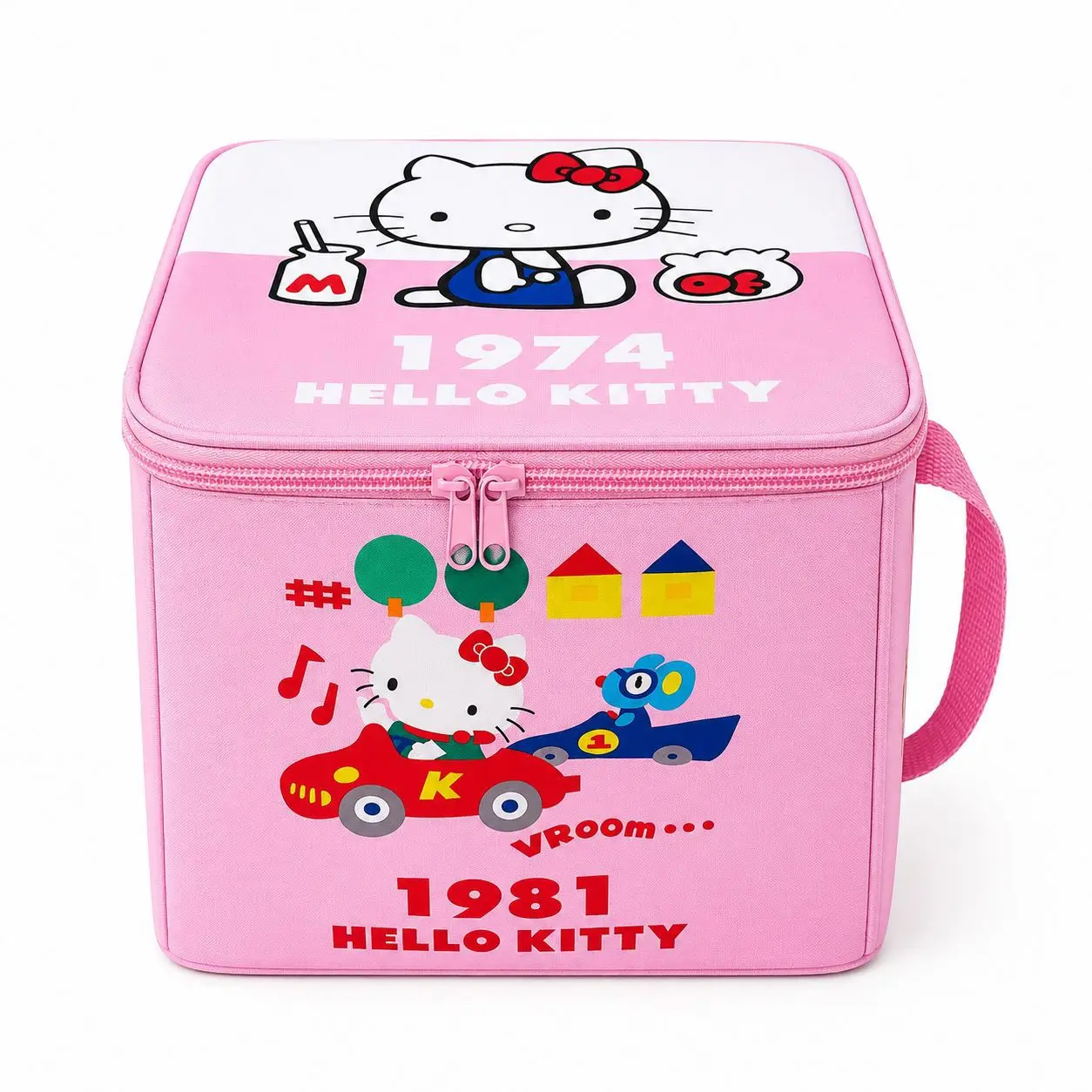 Cute Cartoon Hello Kitty Color‑Blocked Large‑Capacity Foldable Insulated Picnic Bag, Lunch Bag, Multi‑Functional Storage Bag