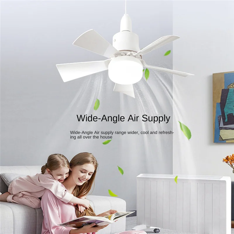 【NEW】Socket Fan Light Small Ceiling Fan With Light And Remote, Screw In Ceiling Fan Light For E27 Base, For Bedroom Kitchen Dura