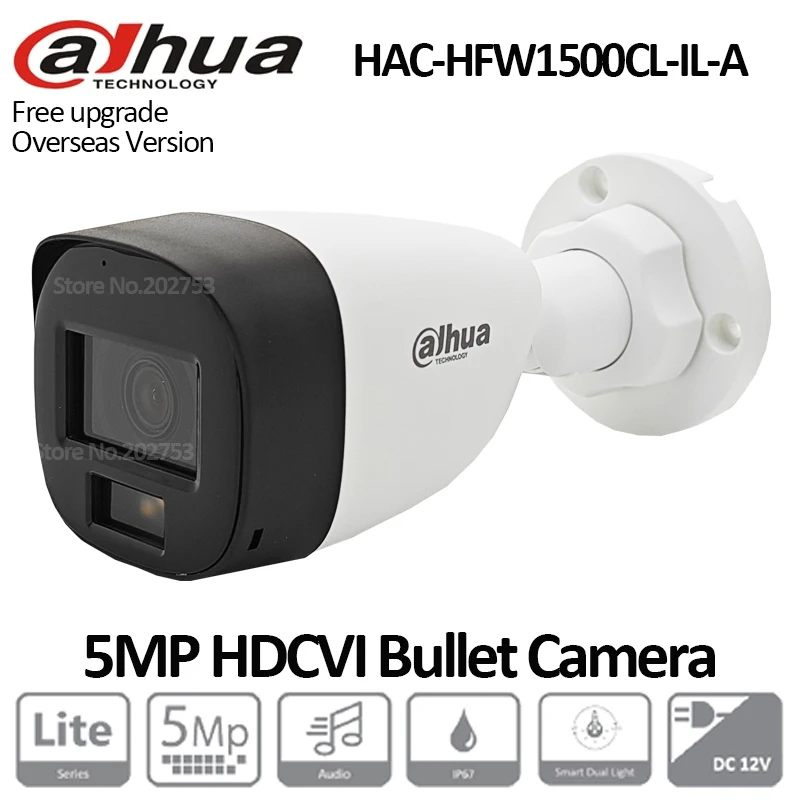 Original Dahua HAC-HFW1500CL-IL-A S2 5MP Smart Dual Light HDCVI Fixed-focal Analog Bullet Camera Smart Dual Light Built-in MIC