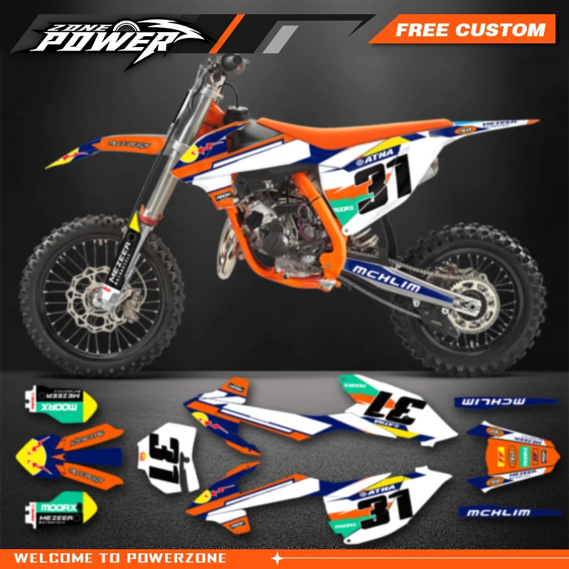 Powerzone Racing Custom Graphics Sticker Sheet Kit for KTM SX85 SX 85 2018 2019 2020 2021 2022 2023 2024 05