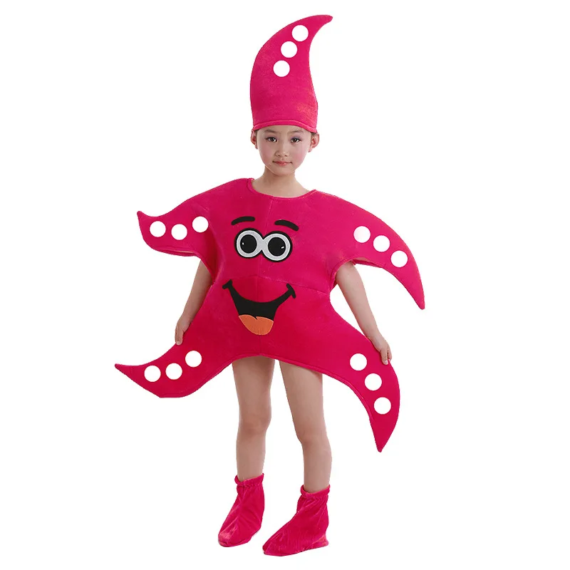 Children's Day Halloween Sea Star Cos Costume Children' Marine Animal Costume 3D Starfish Whale Character Performance Dress Suit