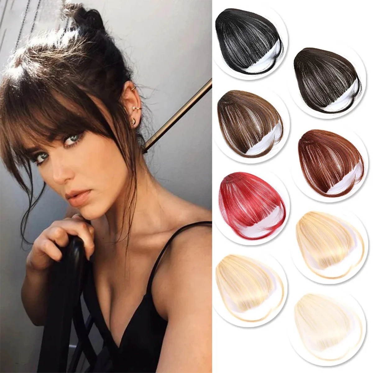 

Синтетическая накладная челка для женщин, невидимая, реалистичная, в стиле комиксов, для маскировки морщин на лбу