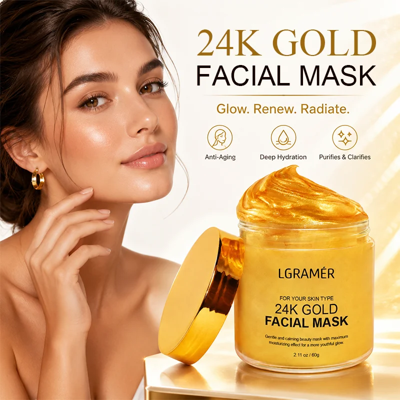 24K Gold Facial Mask, Anti-Aging Gold Face Mask For Flawless & Moisturizes Skin, Helps Reduces Wrinkles, Fine Lines & Acne Scars
