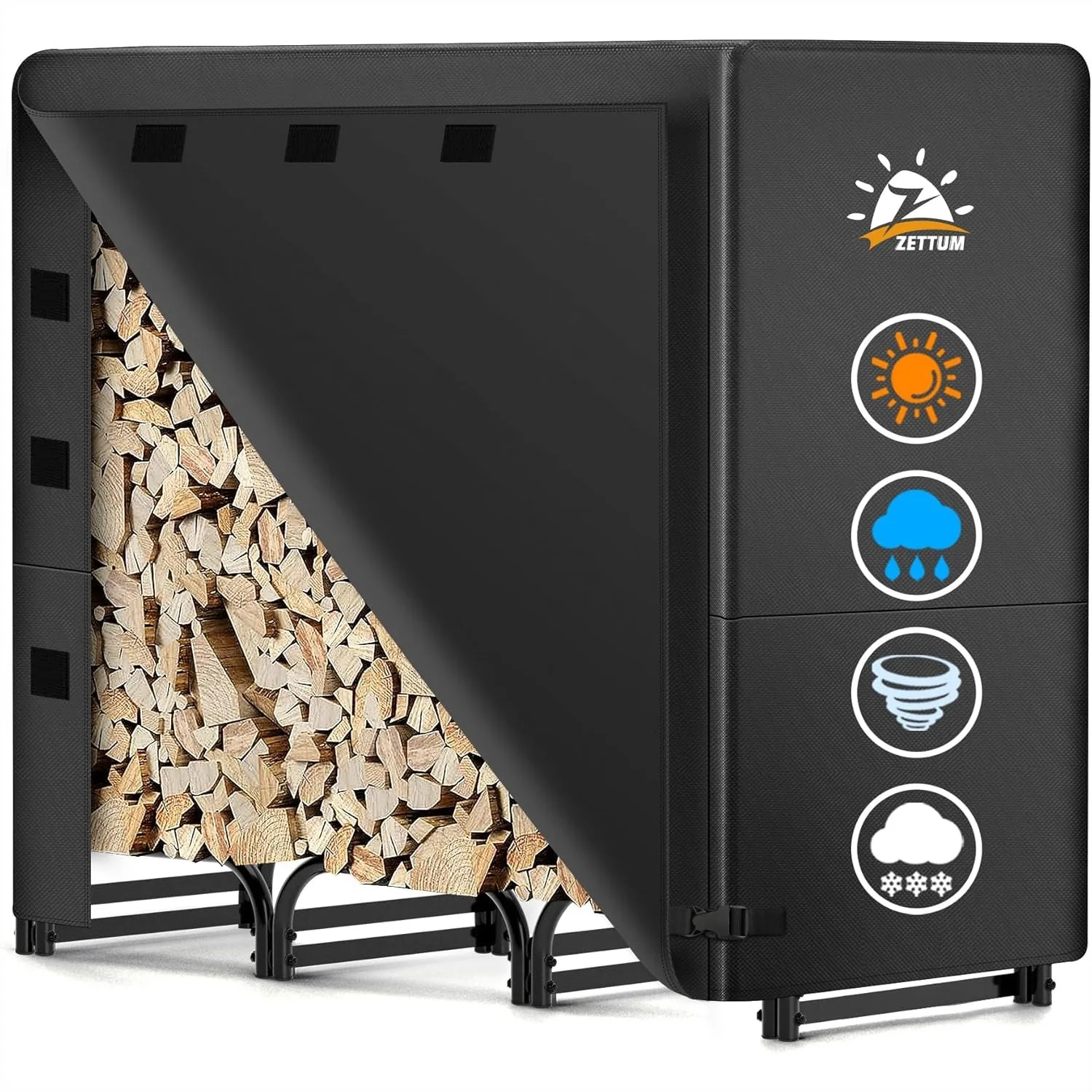 

4ft Firewood Log Rack with Cover Heavy Duty, Outdoor Wood Stand Holder, Waterproof Cover Combo Set for Fireplace Storage