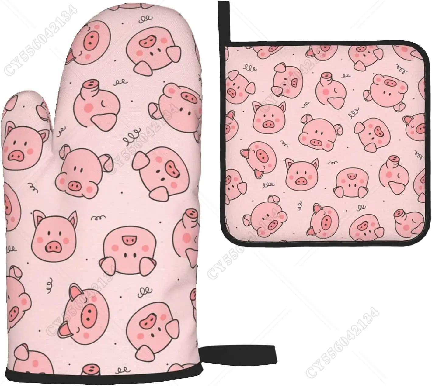 

Симпатичные свиньи, термостойкие прихватки и держатели для кастрюль, наборы нескользящих кухонных перчаток, горячие подушечки с внутренним хлопковым слоем для приготовления барбекю