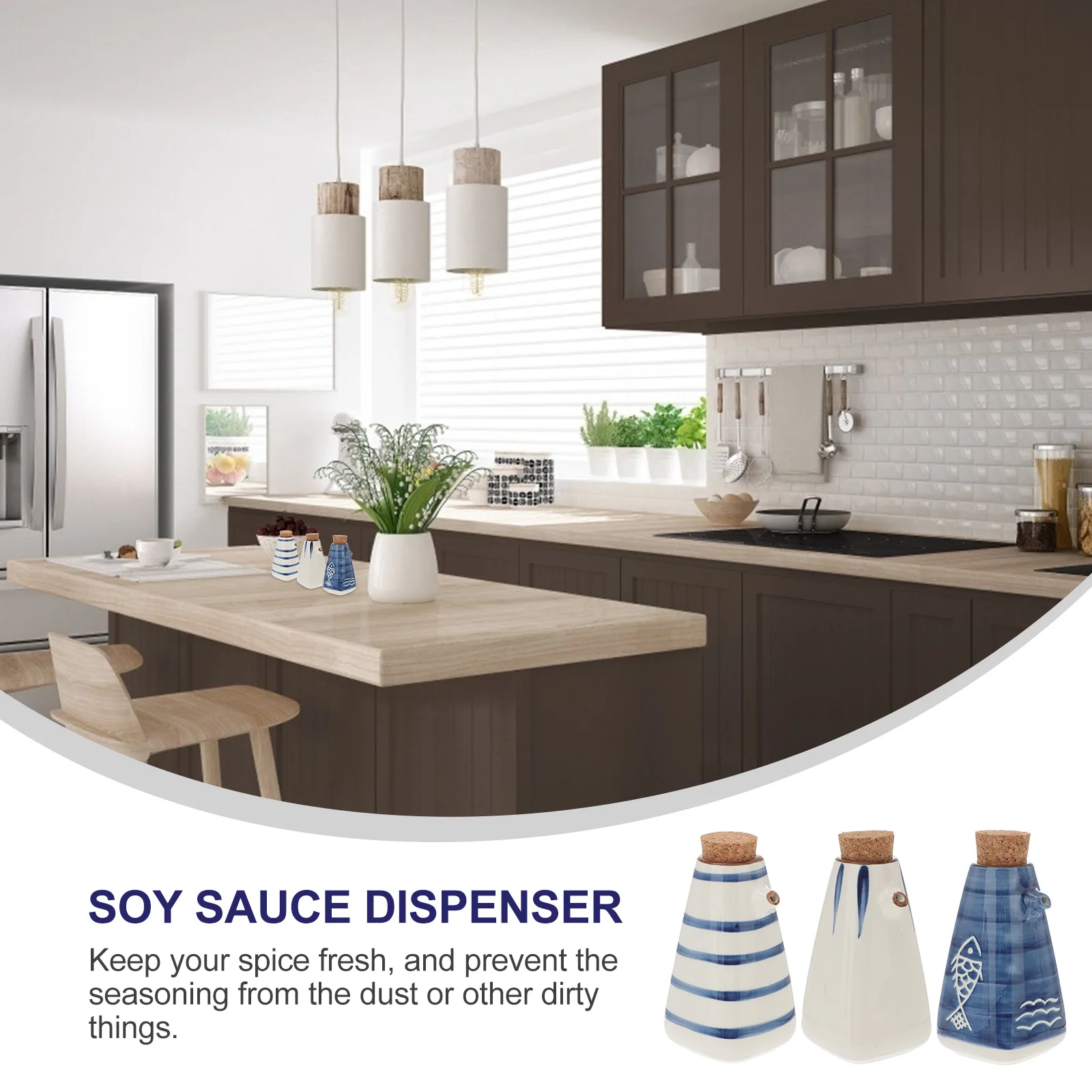 

3Pcs Sauce Container Set Japanese Style Soy Sauce Bottle Oil Dispenser Vinegar Pot Kitchen Table Cleaning