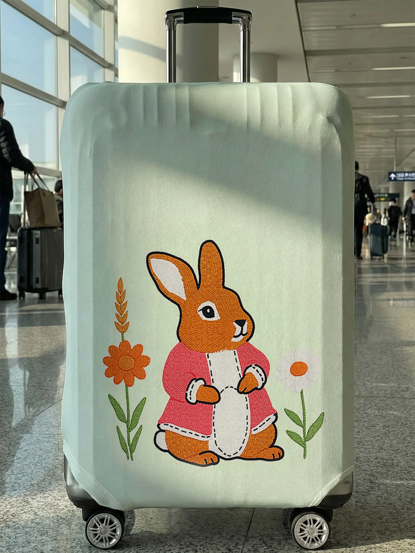 

Защитный чехол для багажа с рисунком кролика, цветов и травы, подходит для чемоданов 18-32 дюймов, чехлы для ручек чемоданов, аксессуары для путешествий.