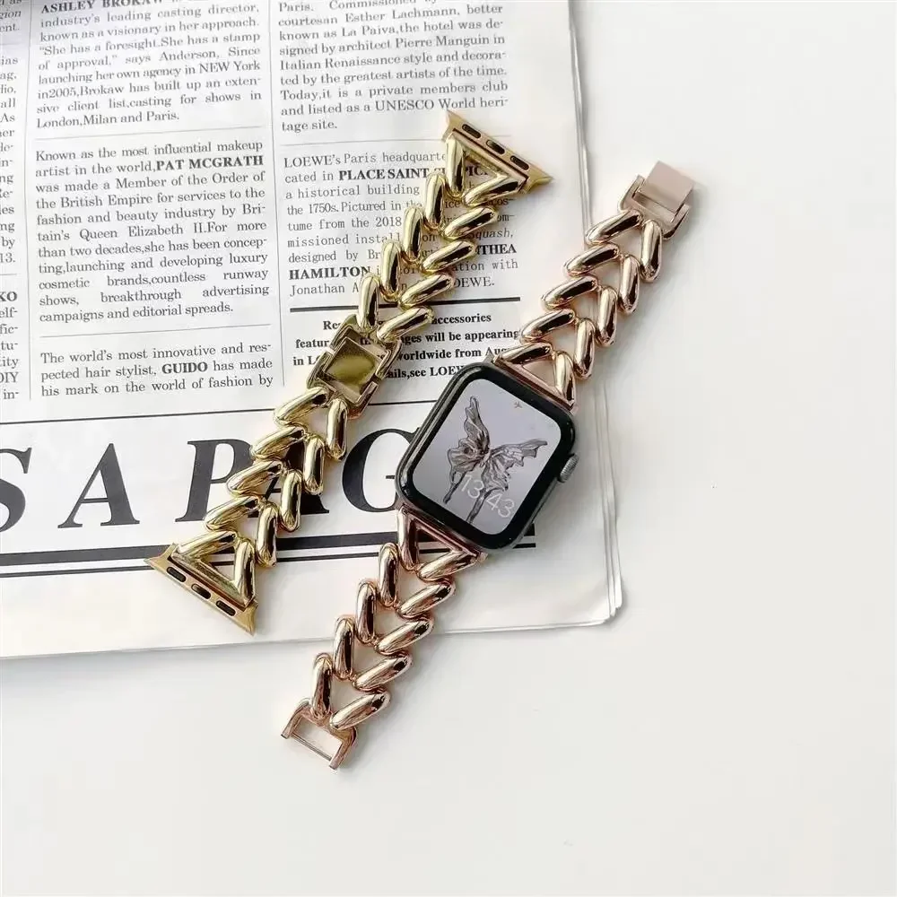 女性用ステンレスブレスレット,女性用スリムリストバンド,アップルウォッチシリーズ9, 8, 7, 6, 5, 4, 40mm, 41mm, 45mm, 44mm, 38mm 42mm