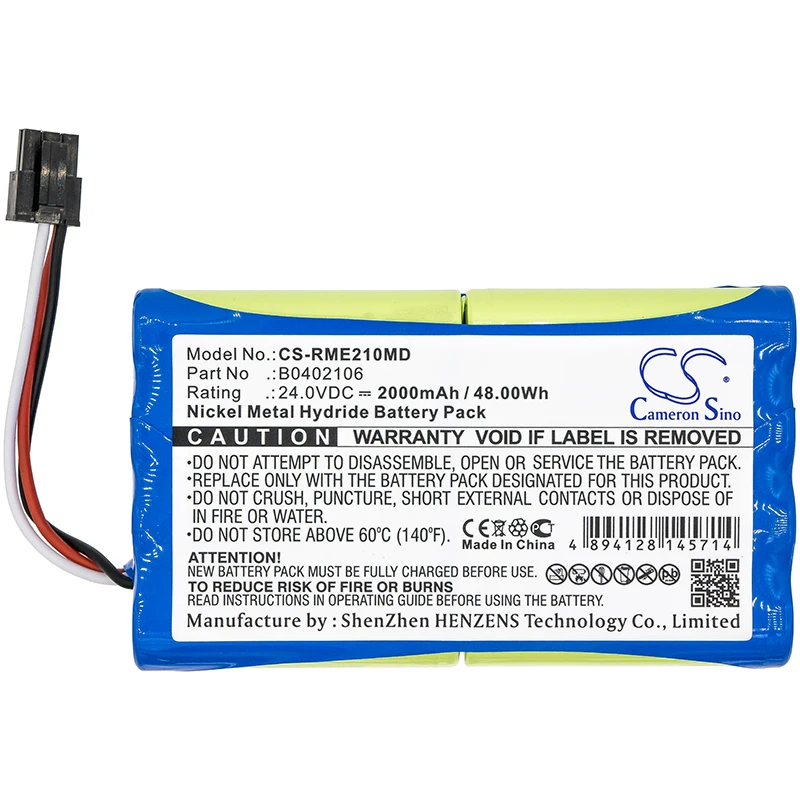 

Medical Battery For ResMed B0402106 VS Integra VS Ultra Ni-MH 24.00V 2000mAh / 48.00Wh Blue 101.30 * 58.71 * 44.24mm