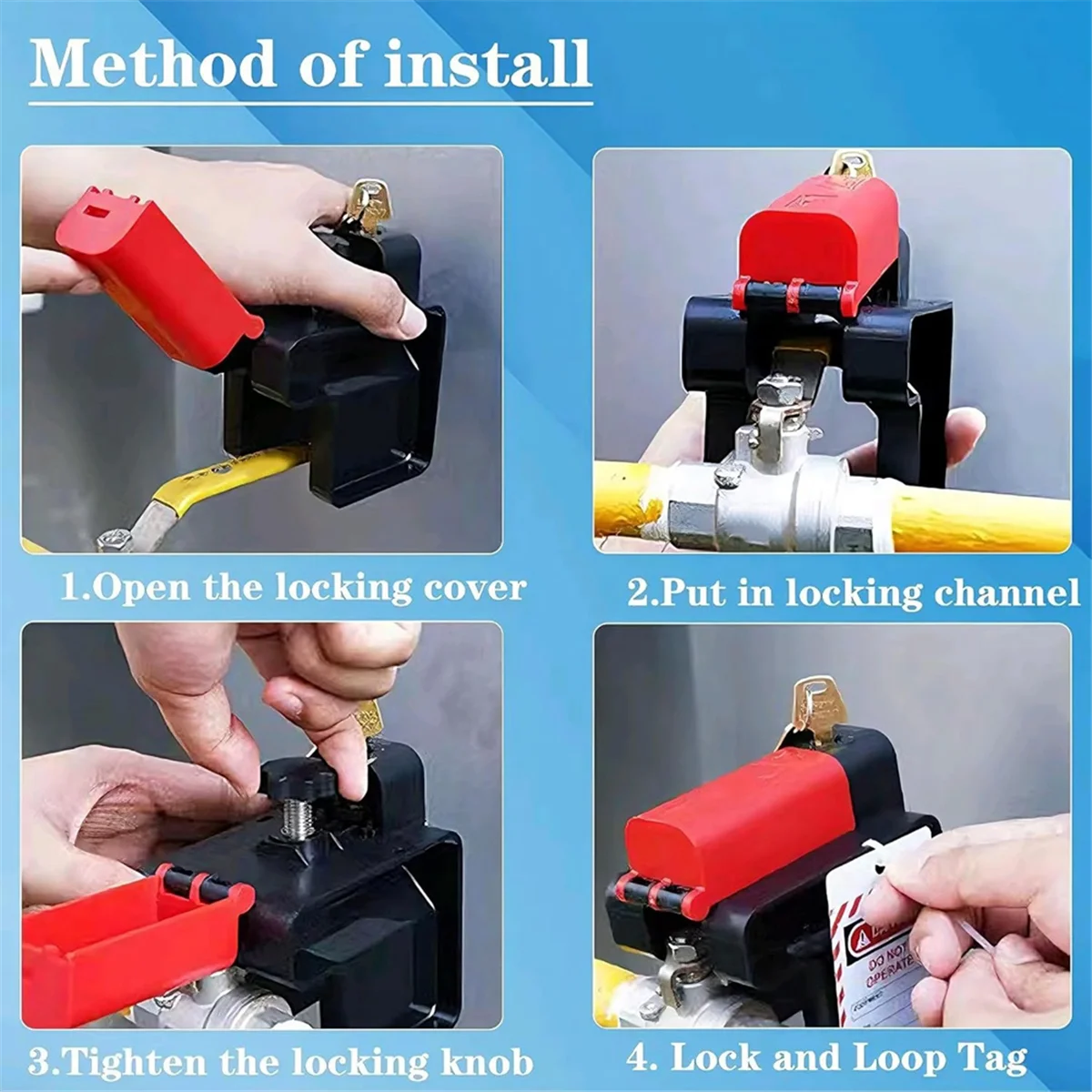 ABGV verstelbaar kogelkraanvergrendelingsapparaat - - Compatibel industrieel veiligheidsslot voor 1/4 inch - 2-1/2 inch kleppen