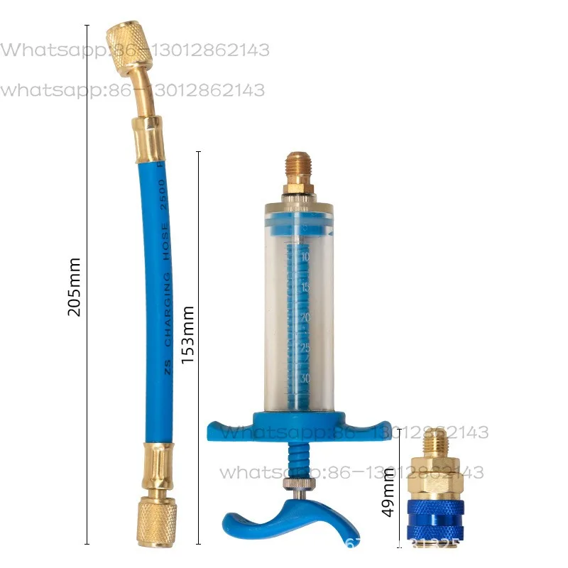 Auto A/C Oil/Dye Injector with r134a Low Side Quick Coupler Adapter 1/4 A/C Manual Oil Filler Repair Tool