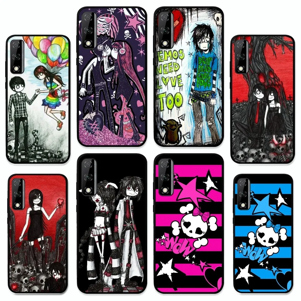 

Love Black And Cute Emo Phone Case For Huawei Y9 6 7 5 Prime Enjoy 7s 7 8 Plus 7a 9e 9plus 8E Lite Psmart Shell