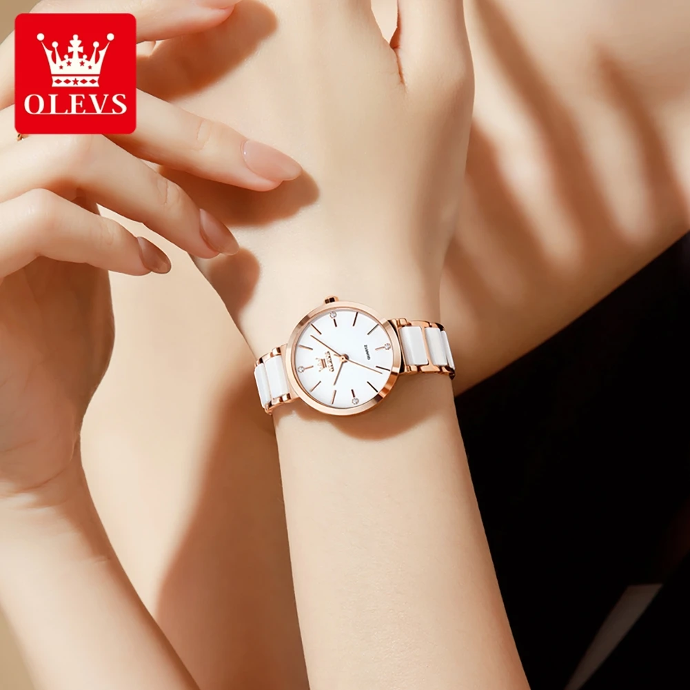 OLEVS 5877 Hot Sale Watches for Woman Elegant Rose Gold Case Waterproof Women's Watches Japan Quartz Movement Ladies Wrist Watch view 6