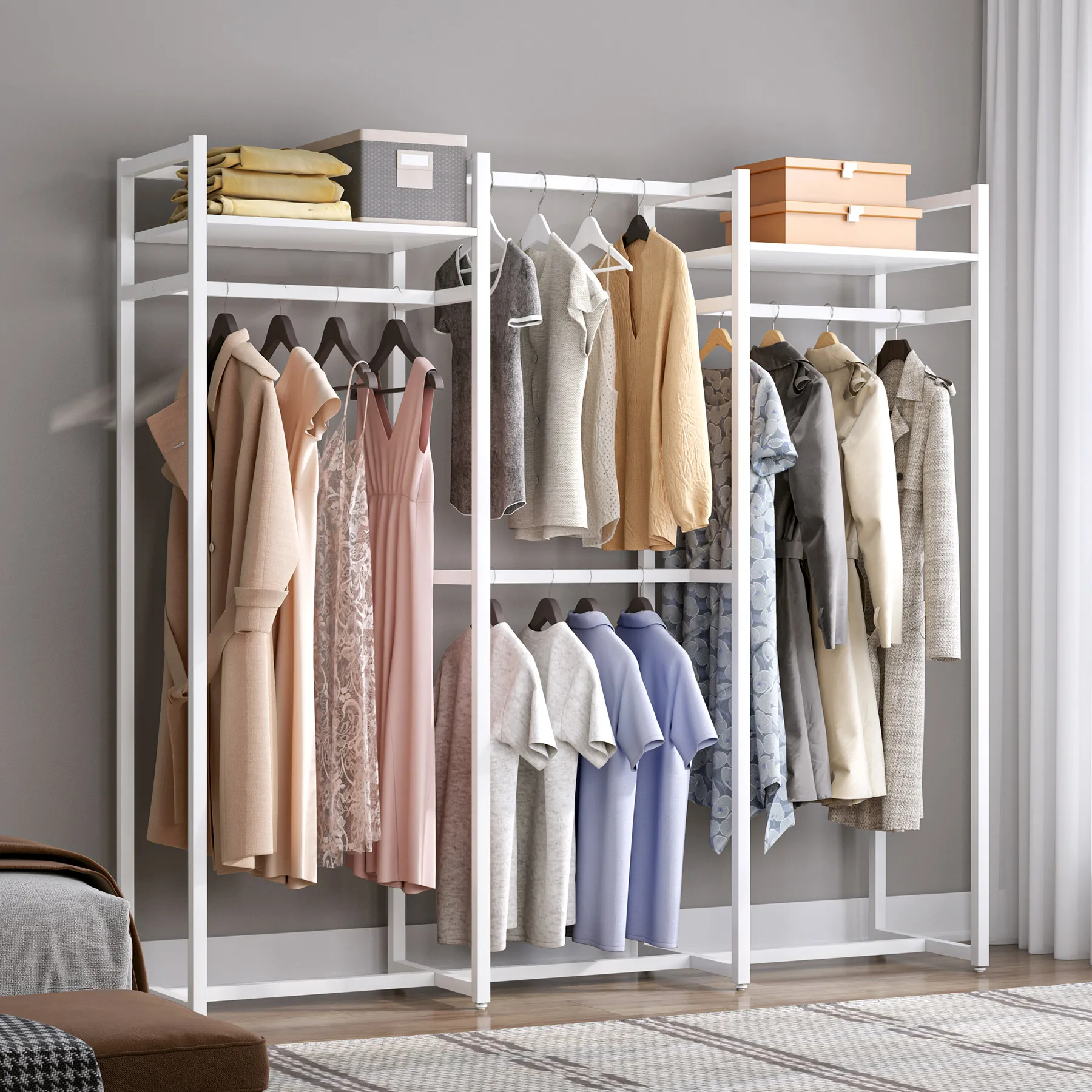 

#ji Factory Customized Modern Home Bedroom Closet Wooden Shelves Unit Clothes Rack