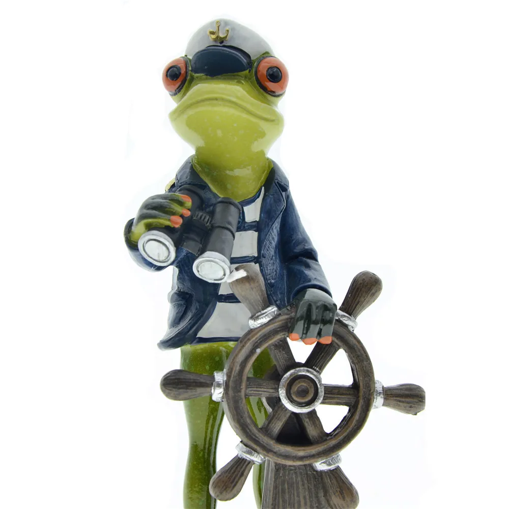 Resin Funny Long-legged Frog Figure Figurines Sail Captain Sculpture Snooker Player Statue Home Decor Crafts Personalized Gift