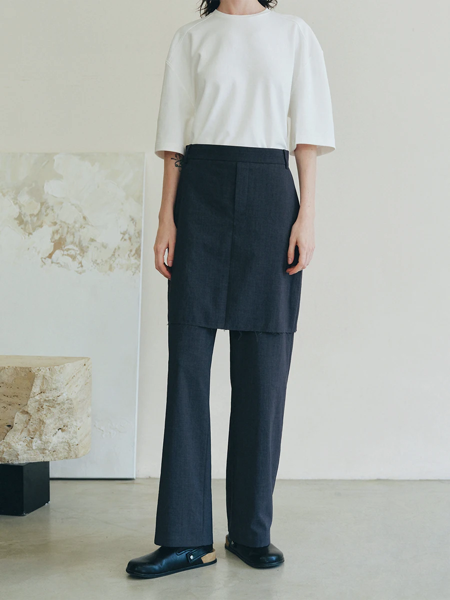 

MeeMeeLab Original Gentleman Ele Dry Air Feel Easy Care Straight Leg Suit Skirt Pants Spring Summer High Waist Long Pants...