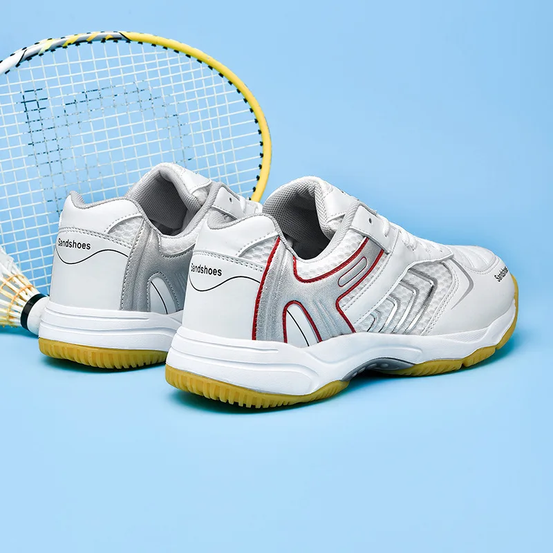 Sepatu Latihan Tenis Bulu Tangkis Uniseks Oranye Putih Sepatu Olahraga Sepatu Tenis Meja Antilicin Sejuk Pria Wanita