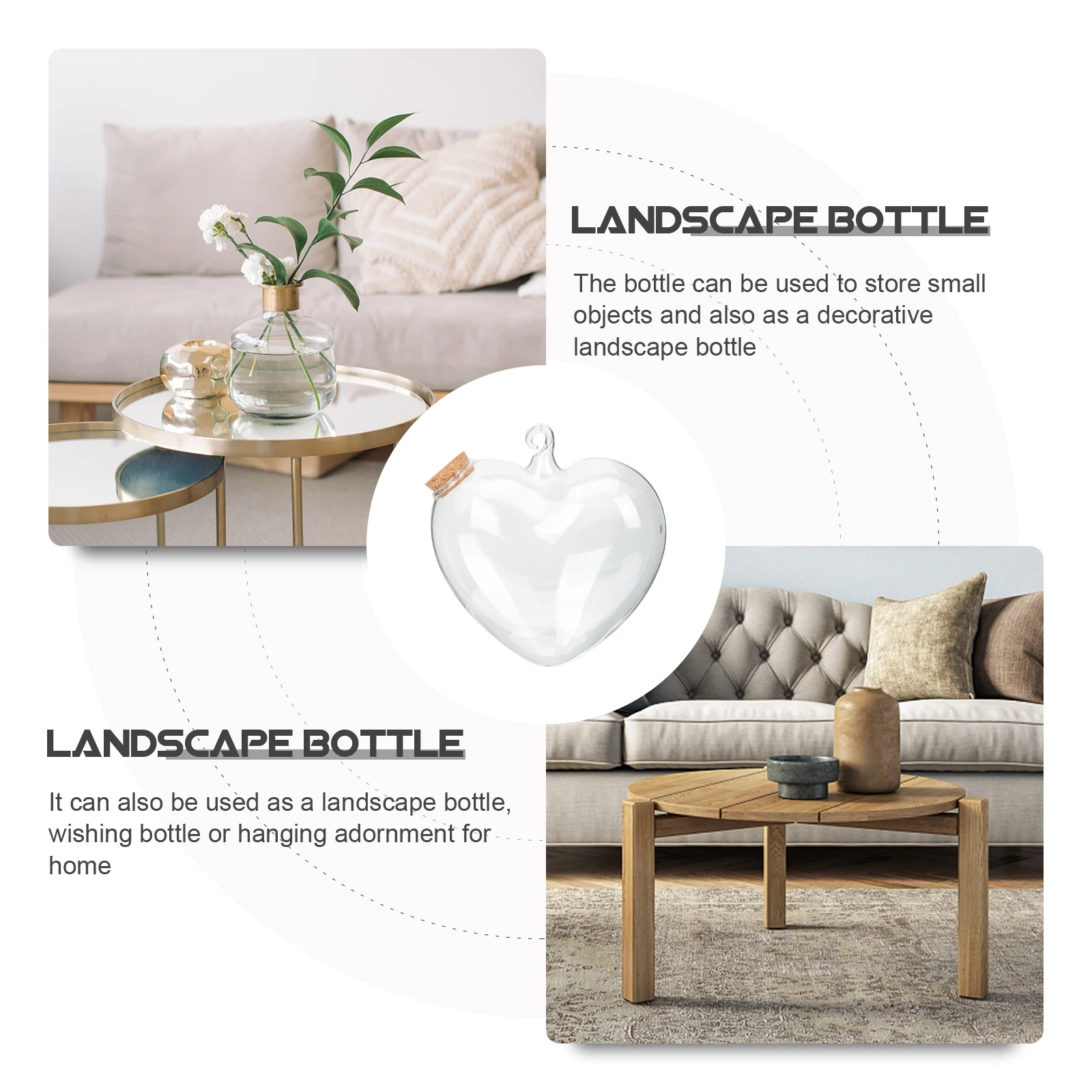 

Landscape Bottle Transparent Wishing Decor Glass Bottles Table Containers Decorative Jar with Lid Decoracive Miniature