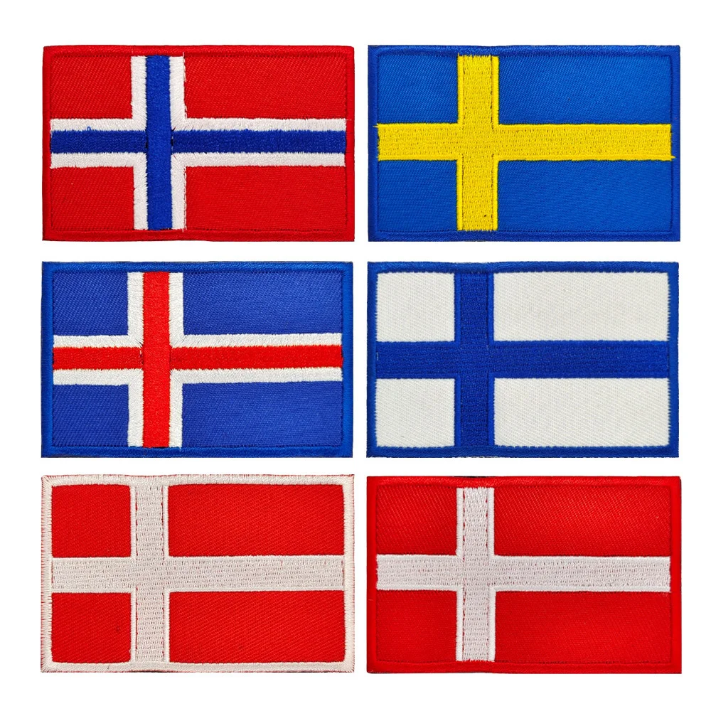 Kraje nordyckie naszywki flagi odznaka islandia dania norwegia finlandia szwecja tkanina haftowana łatka flaga akcesoria