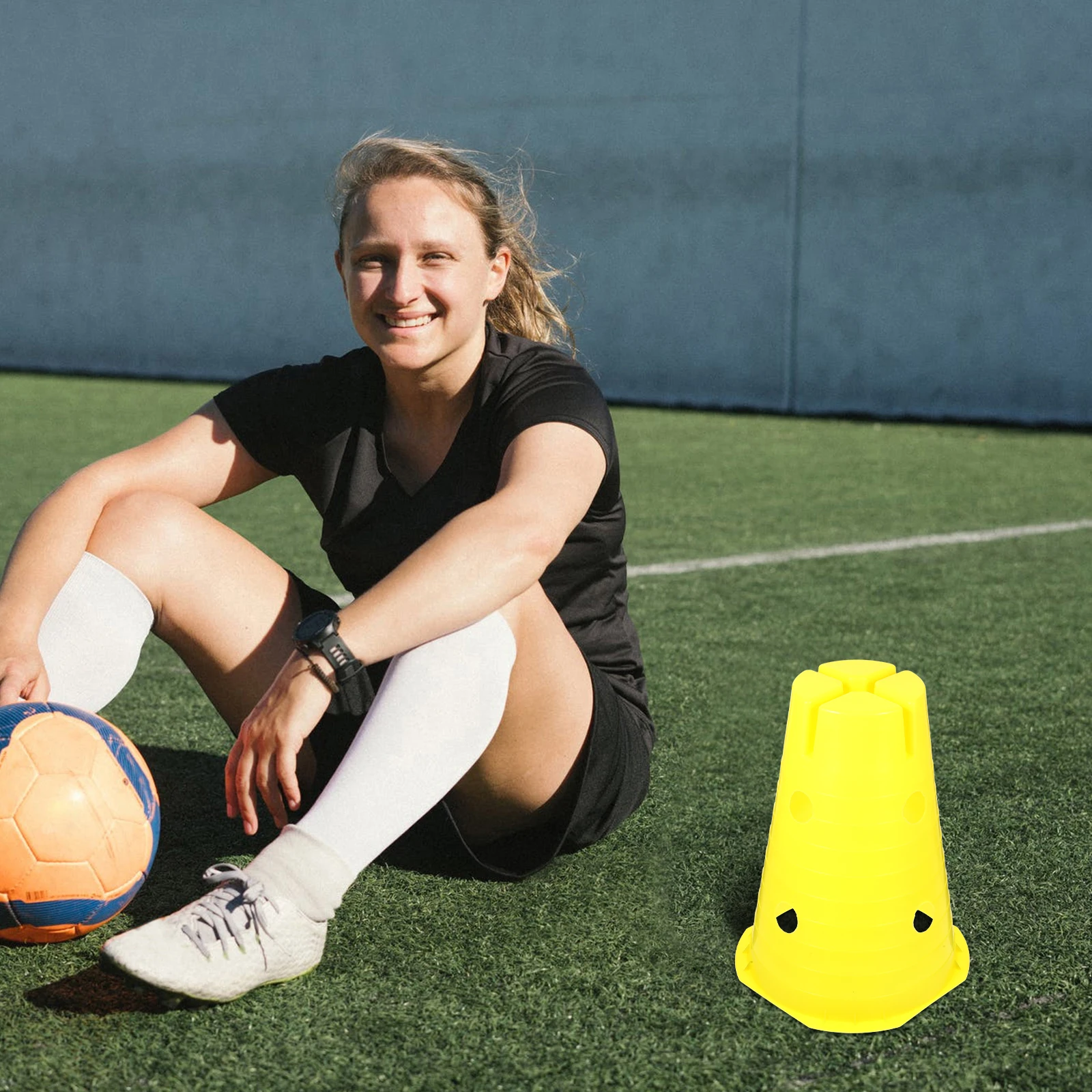 32 センチメートル黄色コーンサッカー用品マーカーコーンスポーツトレーニング障害物耐久性のあるサッカートレーニングツール PE スポーツおもちゃ子供