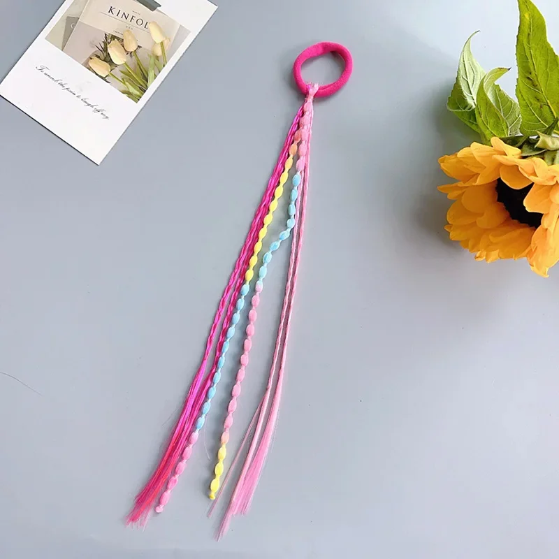 1 قطعة حلية شعر للأطفال جميلة الفتيات شعر مستعار مضفر ذيل حصان عقال المطاط العصابات الشعر إكسسوارات الشعر للفتيات