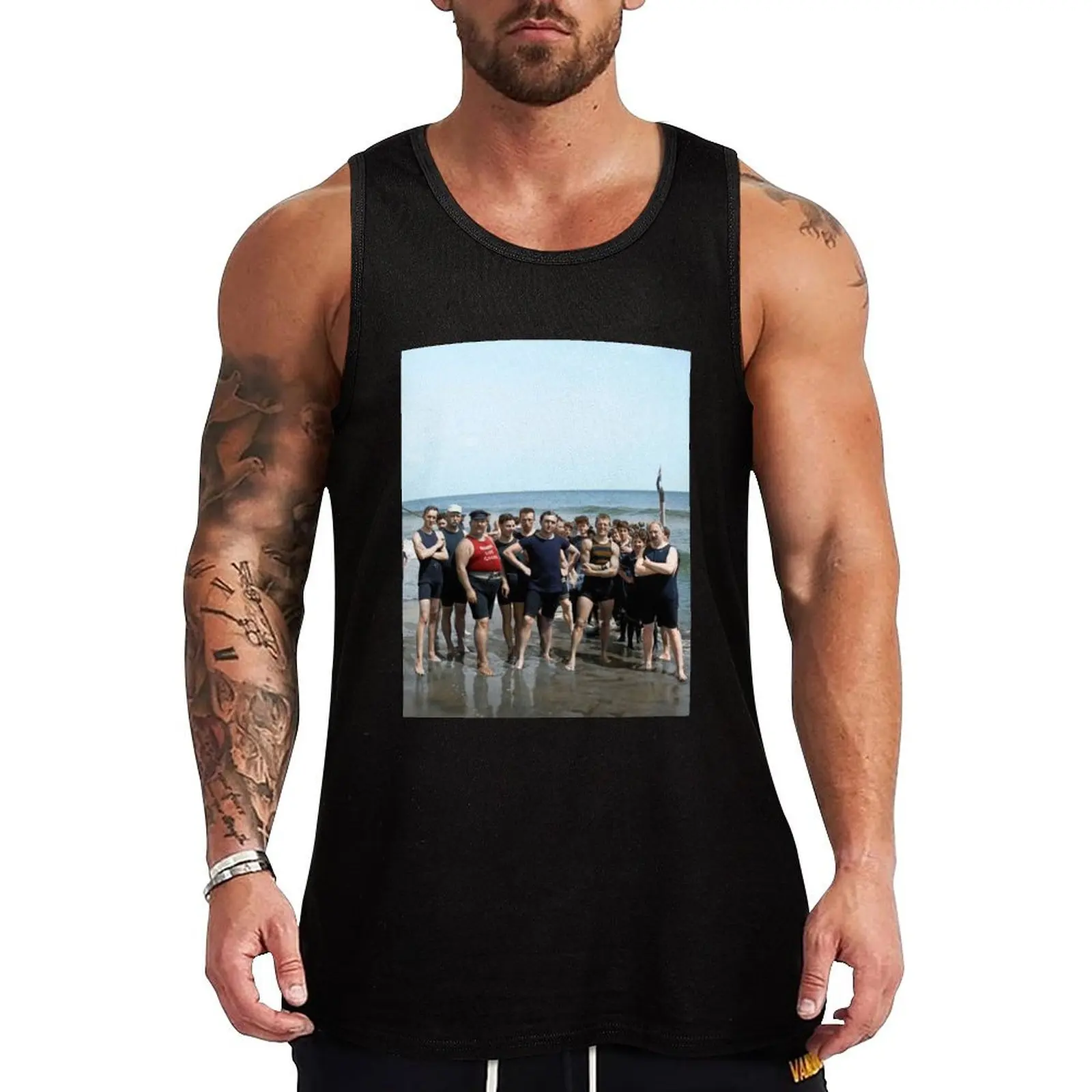 Capt. Riley and lifeguards, Coney Island, N.Y, ca. 1900. Tank Top Outdoor UV Tank Top Sun Protection Sleeveless Shirt
