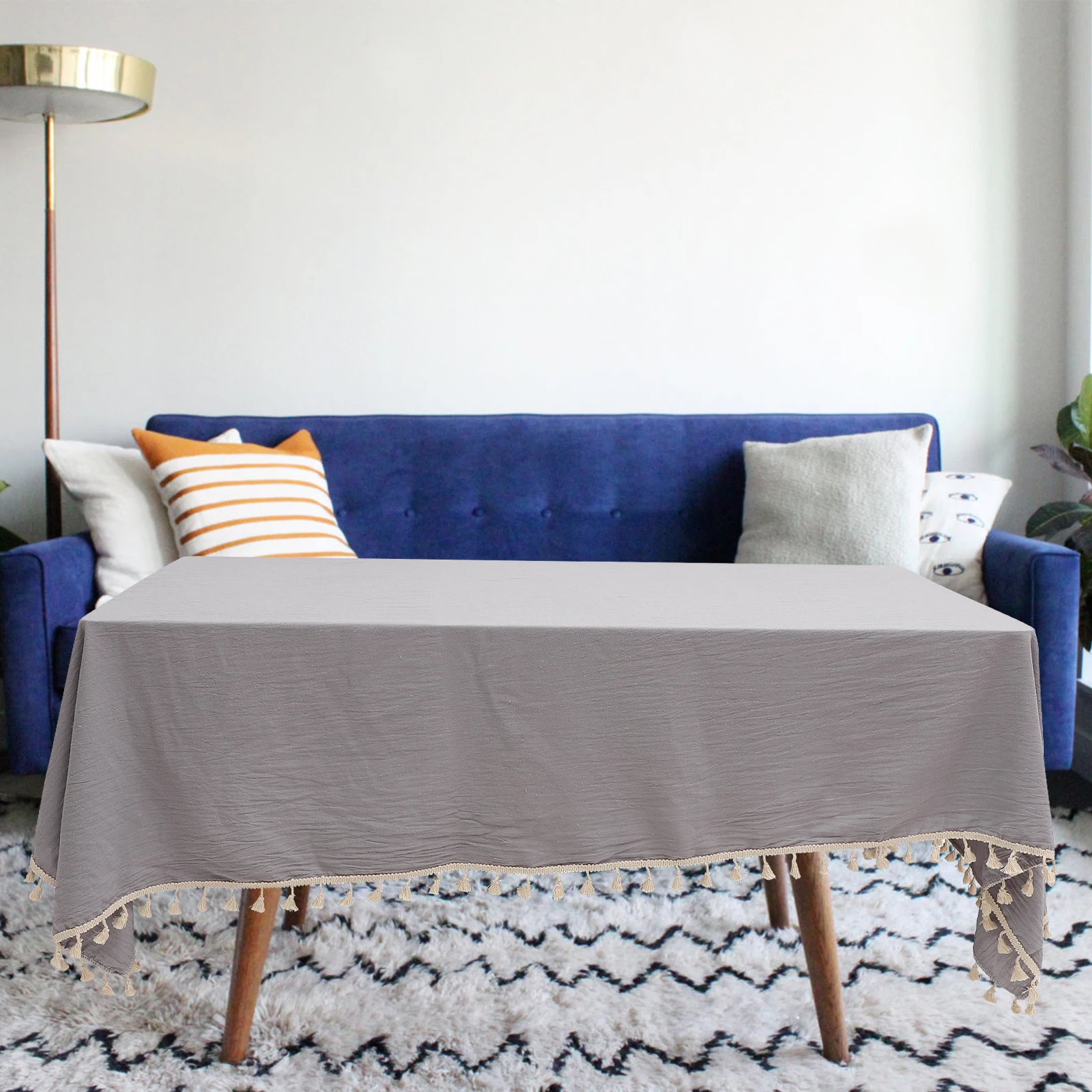 

Fringed Tablecloth Decorative Table Cover for Party Wedding Dining Room Rectangle Buffet Parties Camping Theme