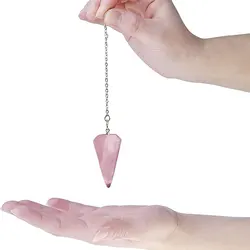 Natural Gem Stone Pendulums for Dinvination Rose Crystals Quartz Crystal Pendulum Hexagonal Pointed Reiki Chakra Pendant X006