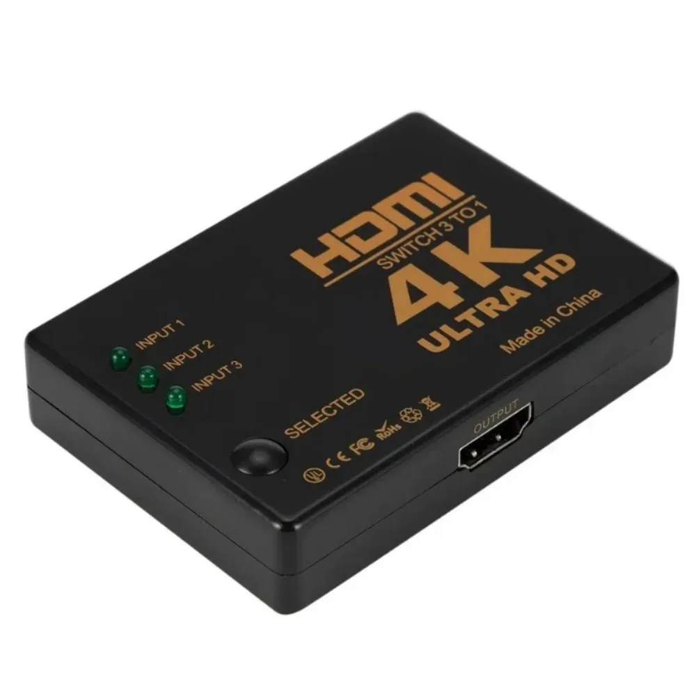 Rozgałęźnik 3x1 zgodny z HDMI HD 1080P Adapter przełączający wideo 3 wejścia 1 port wyjściowy Koncentrator HDMI do konsoli Xbox PS4 DVD HDTV PC