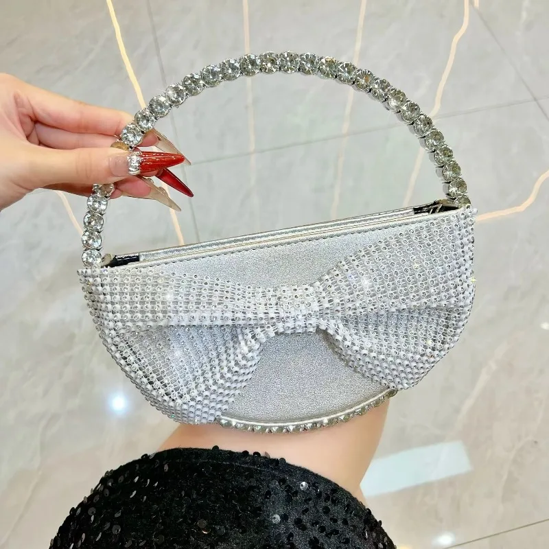 Diamond Bow Bag, Celebrity Dinner Bag, Fashion Handbag, High-End Light Luxury Banquet Messenger Women's Bag