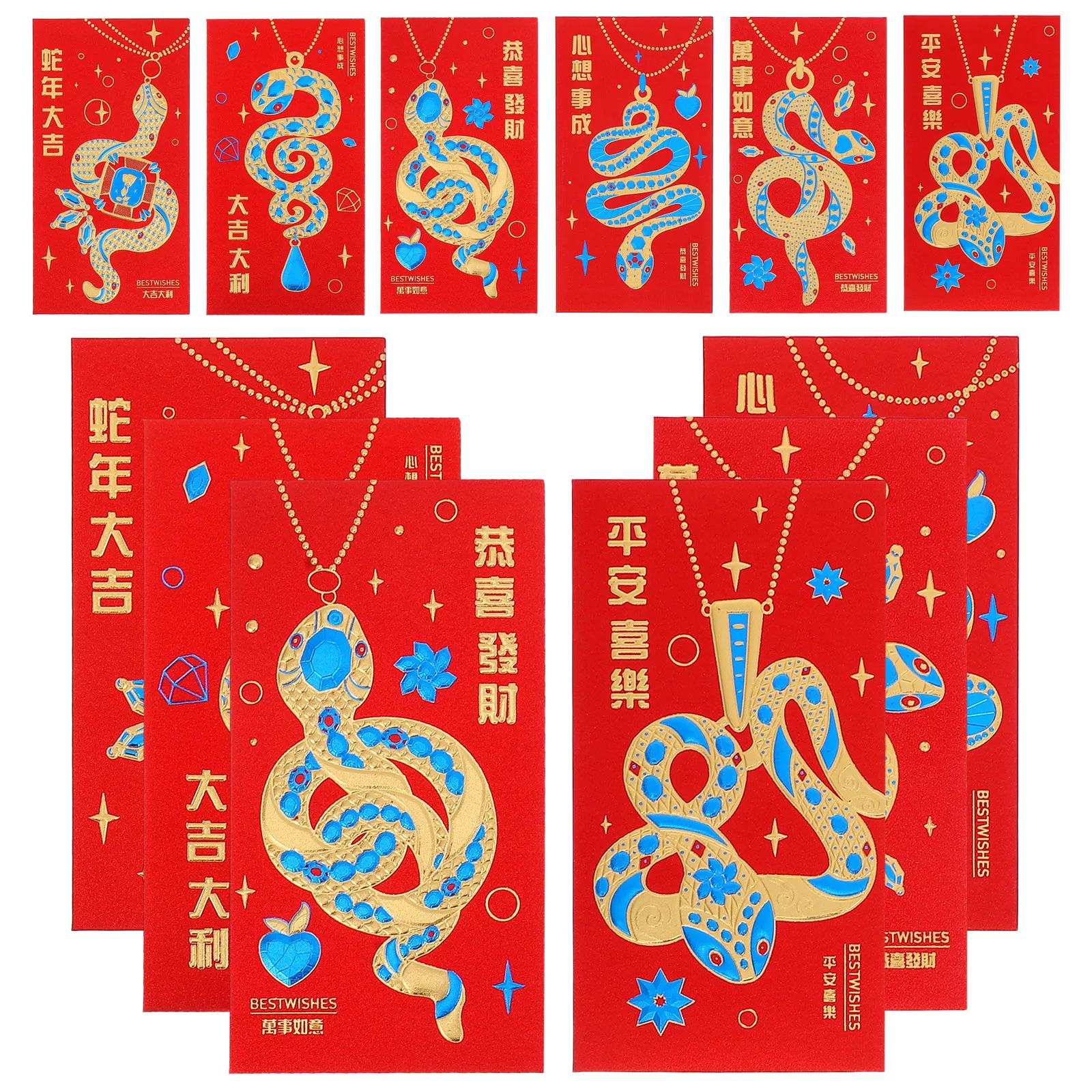 

30Pcs Chinese Red Packet Red Envelopes Gold Foil Money Envelopes for New Year Wedding Birthday Lucky Gift Hongbao Snake