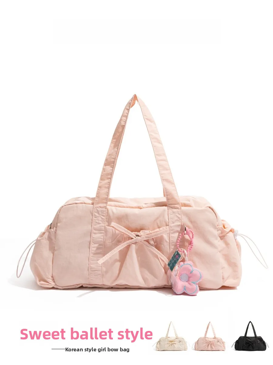 

Оранжевая девушка, большая емкость, простая балетная нейлоновая сумка с узлом, сумка для подмышек, двойной плечевой ремень, молния C...