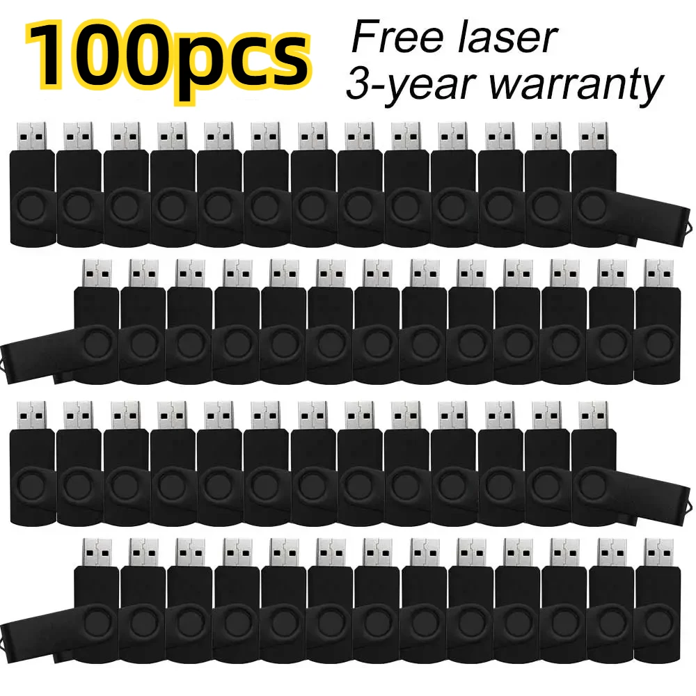 100Pcs Original USB 2.0 Flash Drive 1GB 2GB 4GB 8GB Pen Drive 16GB 32GB USB Sticks 64GB Memory Flash Disk 128MB Free custom Logo