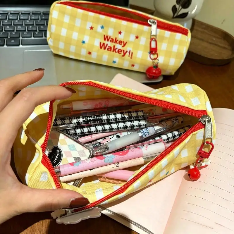 1 Stück Niedliches Dopamin-Farbstift-Etui, bestickt, große Kapazität, Stiftetasche, Schreibwaren-Tasche, Schulbedarf – Detail 5