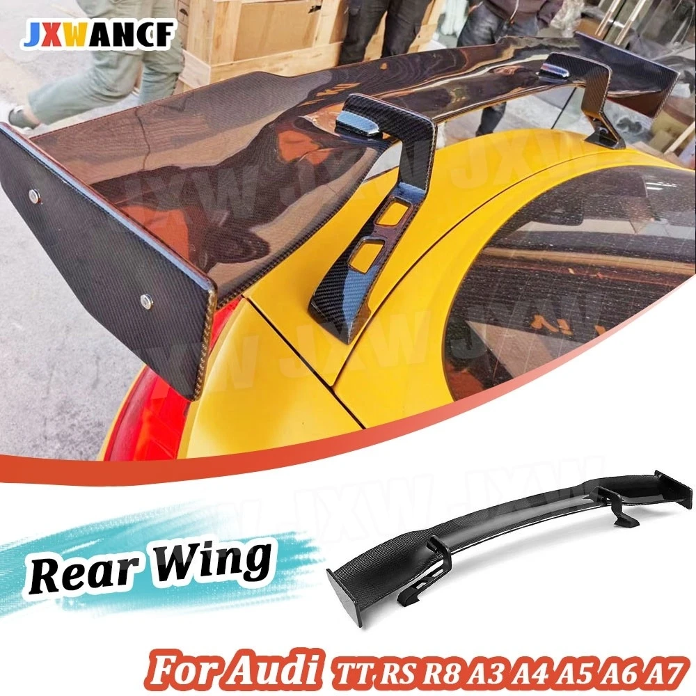 

JXWANCF Углеродное волокно, автомобильный задний спойлер багажника, крыло для Audi TT RS R8 A3 A4 A5 A6 A7 High-Kick FRP, задний спойлер, крыло