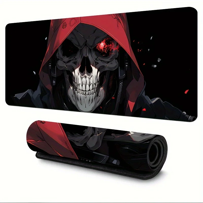 

XXL large size skull mask design mouse pad with anti-slip rubber base and edge-locking to fully cover the keyboard and mouse pad